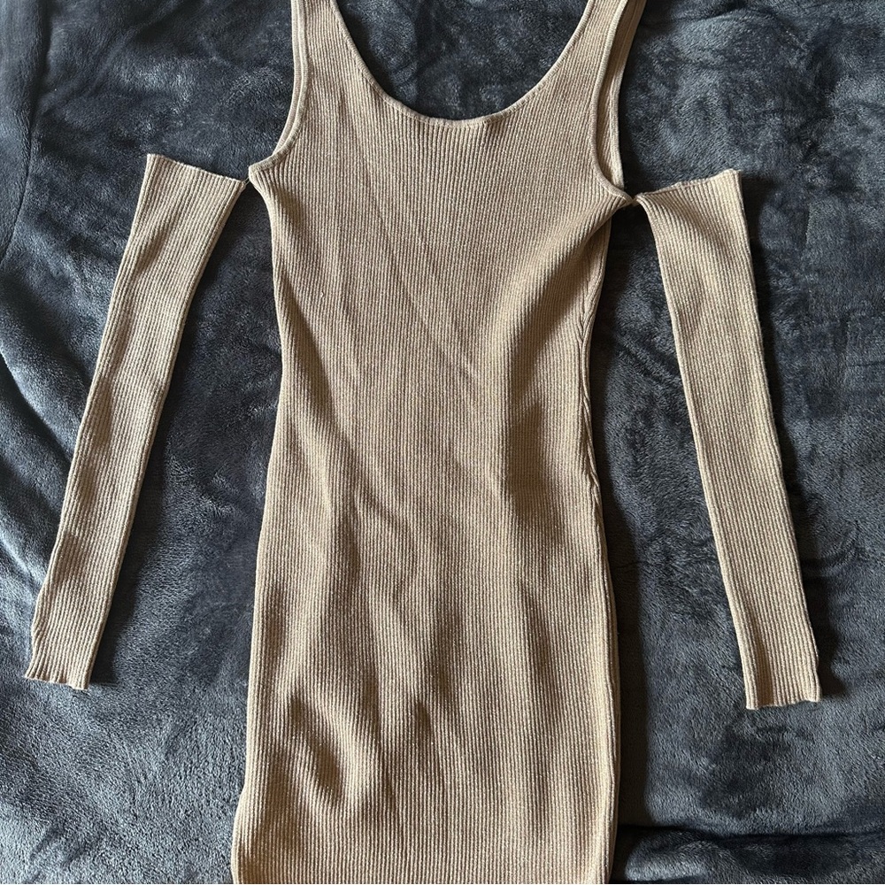 Gold Detached Sleeves Dress